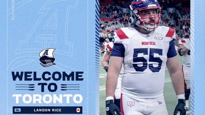 CFL Veteran offensive lineman Landon Rice CFL Veteran offensive lineman Landon Rice