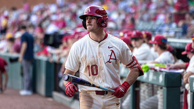 Third baseman Brent Iredale at the plate