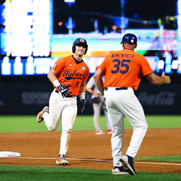 Auburn Tigers slugger Ike Irish hit a moon shot in Auburn's 11-1 win over NC State to advance to the NCAA Super Regional.