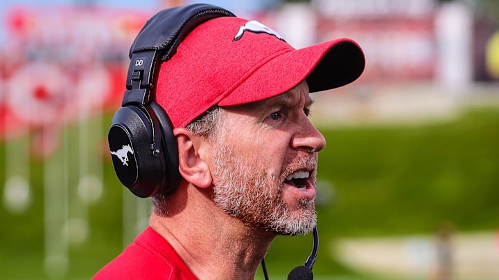 Sep 14, 2019; Calgary, Alberta, CAN; Calgary Stampeders head coach Dave Dickenson on the sideline against the Hamilton Tiger-Cats in the second half during a Canadian Football League game at McMahon Stadium. Mandatory Credit: Sergei Belski-Imagn Images Sep 14, 2019; Calgary, Alberta, CAN; Calgary Stampeders head coach Dave Dickenson on the sideline against the Hamilton Tiger-Cats in the second half during a Canadian Football League game at McMahon Stadium. Mandatory Credit: Sergei Belski-Imagn Images