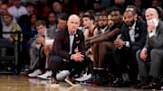 Mar 14, 2025; New York, NY, USA; Connecticut Huskies head coach Dan Hurley reacts during the second half against the Creighton Bluejays at Madison Square Garden. Mandatory Credit: Brad Penner-Imagn Images