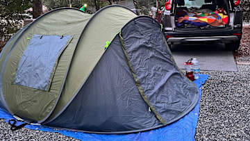 Our tent wasn't big enough for our whole family, so my husband car camped instead.