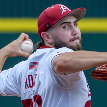 Arkansas Razorbacks ace Zach Root was sensational in pitching the Hogs past the Tennessee Volunteers in the opener of last weekend's Super Regional at Baum-Walker Stadium. He hopes to duplicate that performance Saturday against the LSU Tigers in the College World Series.